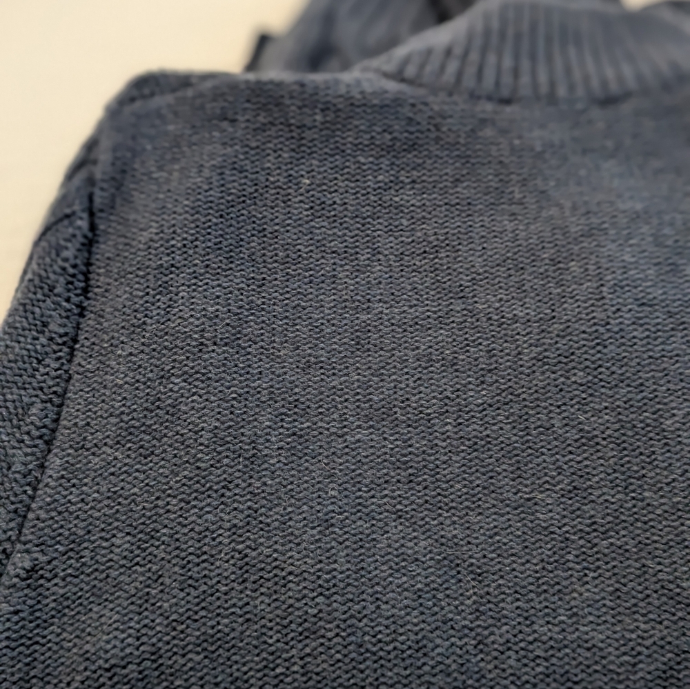 Saint James Men’s Navy Cable Knit Wool Blend Shawl Collar Sweater - Size M - Picture 8 of 12